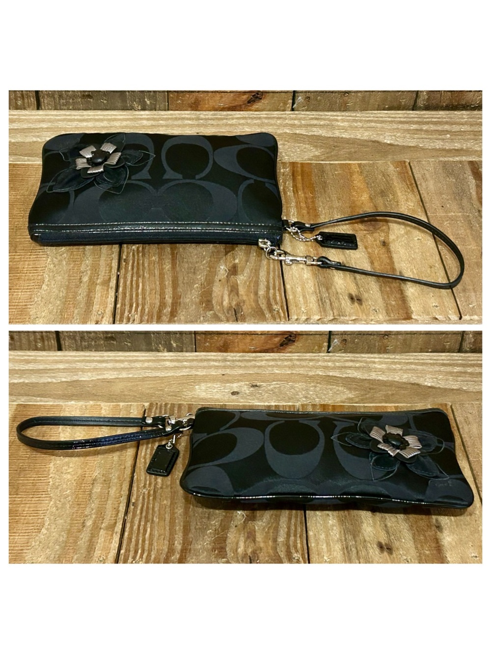 Coach Signature Floral Zip Wristlet with Free Chain Strap & Dust Bag. - Picture 15 of 16